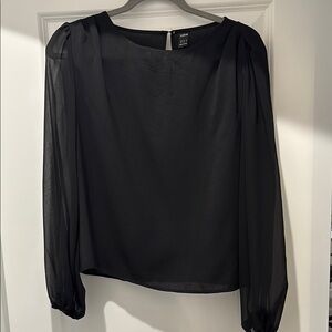 SHEIN Black Boxy Long Sleeve Blouse